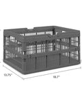 Slick Gray Foldable Storage Basket With Durable Carry Handle, 18.7 Inch Wide, dimensions 18.7W x 13.75D x 9.63H inches.