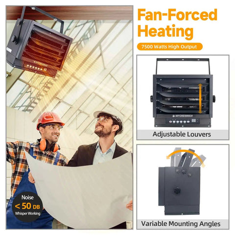 Garage Heater 7500 Watt Digital Ceiling Mount With Full Function Remote 240 Volt Hardwired Heater And 12 Hour Timer Ideal