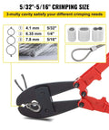 Heavy Duty Wire Rope Crimping Tool with 30 Inch Long Handle for 5/32, 1/4, 5/16 Inch Sleeves, Swager Crimper, Alloy Steel Construction