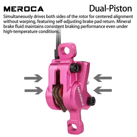 Pink dual-piston caliper from Mountain Bike Hydraulic Disc Brake Set With Front 800mm And Rear 1400mm Hoses