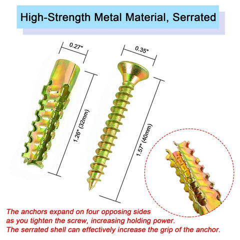 Heavy Duty Hollow Wall Anchors With Screws Set 20 Pack For Concrete Hollow Wall And Wooden Walls 6x32mm Tree Shape Expansion Anchors