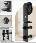 Detailed view of Bi-Folding Sliding Barn Door Hardware Kit with nylon wheels and bearings, ideal for 40 inch rail low ceiling use.