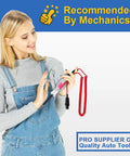 Woman holding Beast Of A Heavy Duty 3 To 48V Digital LCD Circuit Tester with spring wire and stainless probe