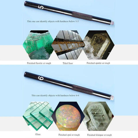 5 Through 9 Mohs Hardness Pen Kit With Storage Box For Quick Scratch Tests Jewelry Glass Jade And Minerals Dope Tool Set With Durable Metal Pen Holder, 5 and 6 pencils