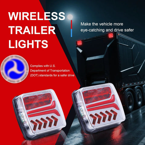 RoadAlchemist wireless trailer lights: two red LED tail/brake lights with magnetic mounts; IP67 waterproof.
