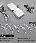 Six-Port 12V 60W LED Power Supply With Dimmer, 5A Output, Includes Six 2m Welding Extension Cords, low voltage transformer kit with cables