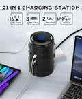 Ultimate Power Tower Surge Protector With 16 Outlets And 5 USB Ports Including 2 USB C 10 Ft Cord 1875W 2000J Charging Station