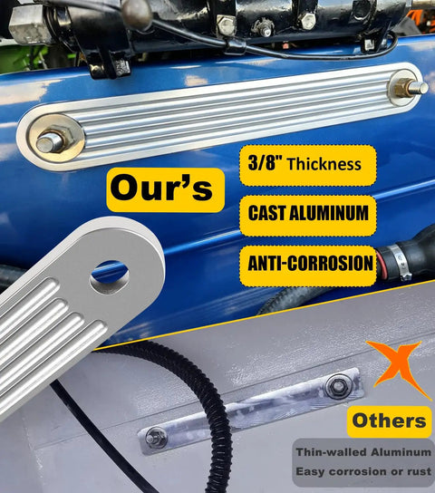 Beefy Transom Mount Plate Kit For Standard Top And Lower Bolt Holes Heavy Duty Cast Aluminum Three Eighths Inch Thick detail