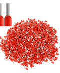 1000 Count Wire Ferrule Set Insulated Copper Crimp Connectors 16 AWG 1.5mm2 Red Terminals Tin Plated RoHS Compliant