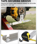 Close-up of Garage Ready Heavy Duty Wheel Alignment Tool Kit with tape measure slot in use on a vehicle wheel hub