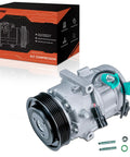 Straight Swap AC Compressor With Clutch Assembly For Hyundai Elantra And Kia Forte Drop Right In with hose connectors and mounting hardware.