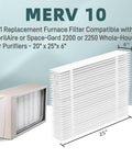 Two Pack 201 Replacement Air Filter For Aprilaire 2200 2250 And Space Gard 2200, MERV 10 Furnace Filter, 20x25x6 illustration