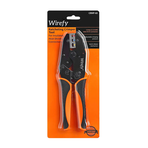 Packaging of the Ratcheting Wire Crimp Tool For Heat Shrink Connectors With Precision Die And Ergonomic Grips Professional Grade Crimping Pliers