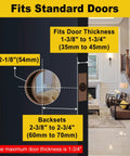 Diagram showing 10 Pack Interior Door Knobs with Privacy Locks in Matte Black Round Ball Handles, adjustable for standard doors.