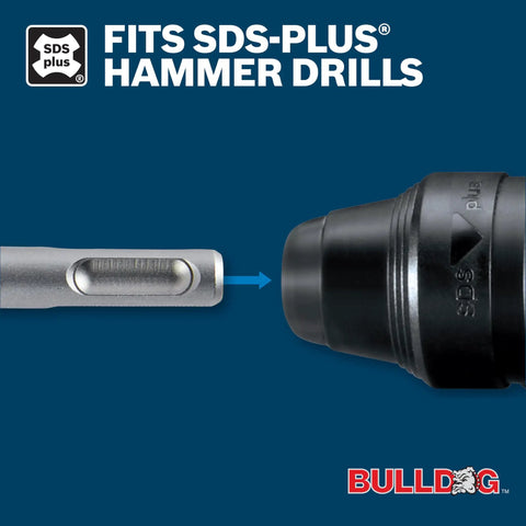 6 Piece SDS-Plus Bulldog Rotary Hammer Bit Set With Flat And Point Chisels, Built Tough Premium Carbide Tips, optimized for SDS-Plus drills