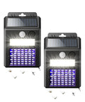 Pair of Solar Powered Outdoor Bug Zapper No Fuss 2 In 1 Waterproof Cordless Mosquito Zapper With 3 Modes Motion Sensor Light and UV Light
