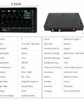 Upgraded 1013D Plus 100X Probe Portable Digital Oscilloscope showing display features and dimensions