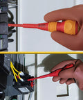 Pro Grade Insulated Ball Grip Screwdrivers Set Of Two With 150Mm Shafts And 6Mm Diameter VDE Certified for live electrical work