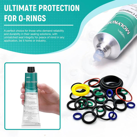 Molykote 111 Silicone Grease 150g Valve Lubricant and Sealant for O Rings Plug Valves Waterproof Dielectric Grease with tube and O-rings shown