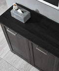 Top view of Tilt Out Trash Cabinet Wooden With Double Door 2x10 Gallons Capacity Espresso Finish And Black Top Panel Hidden Trash Can