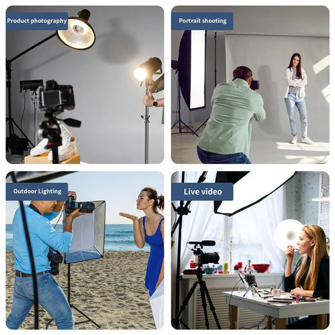 Heavy Duty 15.7ft Air Cushioned Light Stand Tripod in use for studio and outdoor video photography with aluminum alloy tubing setup.