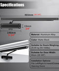 Matte Black Automatic Door Closer No Slam With Adjustable Speed Hydraulic Hinge Specifications