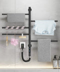 Smart 180 Degree Rotating Heated Towel Rack With 1 Hour To 8 Hour Timer 82 Watt Wall Mounted Towel Warmer With Digital LCD