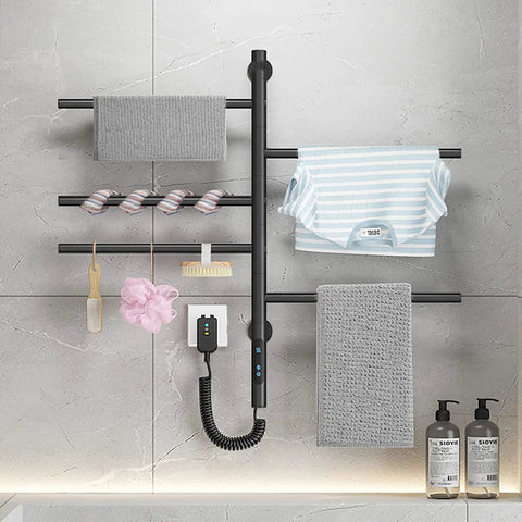 Smart 180 Degree Rotating Heated Towel Rack With 1 Hour To 8 Hour Timer 82 Watt Wall Mounted Towel Warmer With Digital LCD