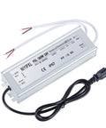Go-To 300W LED Driver 24V DC Power Supply IP67 Waterproof LED Transformer with 3-prong plug and cable, top view.