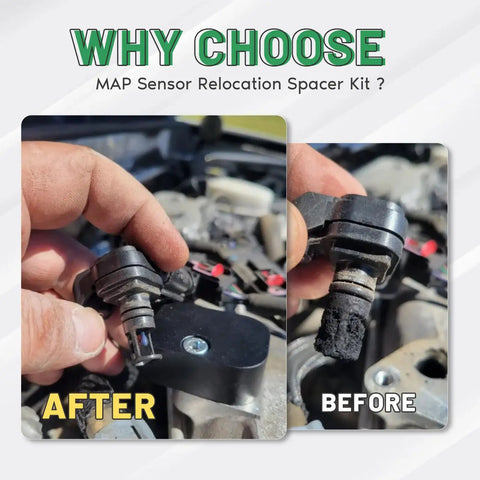 MAP Sensor Relocation Spacer Kit For 2023 To 2025 Chevy Silverado And GMC Sierra 2500HD 3500HD With 6.6L L5P Duramax Diesel, after and before sensor view