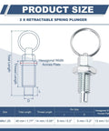 2 Pack Rugged Built To Last Spring Plunger With Pull Ring M8x1.25 Carbon Steel Indexing Plunger Retractable Manual Plungers For Molds, Cabinets, And Industrial Equipment, 45mm size diagram