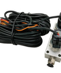 Dual Air Gauge Control Kit With Digital Paddle Switch For Air Suspension And Independent Air Pressure Sensor Control Dash Mount Blue Built For Tough Truck Use Easy Install And Reliable Performance, showing wiring and manifold components.