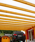 Premium Clear Twinwall Polycarbonate Roof Panels Heavy Duty Multiwall Sheets 48 In X 96 In Three Eighth Inch Thick Eight Mm Tough As Nails Patio Cover under wooden frame.