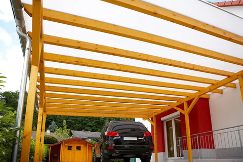 Premium Clear Twinwall Polycarbonate Roof Panels Heavy Duty Multiwall Sheets 48 In X 96 In Three Eighth Inch Thick Eight Mm Tough As Nails Patio Cover under wooden frame.