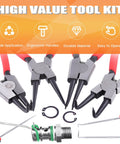 Heavy Duty Snap Ring Pliers Set 8 Piece 9 Inch Internal External Circlip Pliers With Hook Tools For DIY Automotive Ring Removal