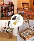 Dope Antique Zinc Alloy Feet Set 30 Pieces In 3 Colors shown with jewelry boxes, cabinets, and wooden trays.