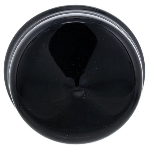 Top view of black OEM Cap M128102 for Riding Lawn Tractors And Mowers, Fits Models From 102 Through E180, durable cap design