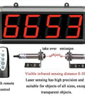 Hella Relentless Dual Laser Digital Counter Meter With Big LED Screen And 20 Meter Tracking Range That Tallies Up To 999999 Pieces shows a large display with remote control.