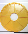 Precision Router Table Insert Ring Set Featuring Workhorse Grade 97 Millimeter Diameter Heavy Duty Aluminum Replacement Plate Quick Snap Install For Weekend Warrior Woodworking Builds, yellow plate. 