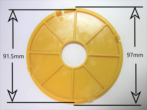 Precision Router Table Insert Ring Set Featuring Workhorse Grade 97 Millimeter Diameter Heavy Duty Aluminum Replacement Plate Quick Snap Install For Weekend Warrior Woodworking Builds, yellow plate. 