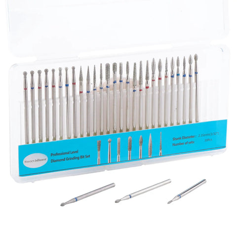 Pro Grade Nail Drill Bits Set For Pedicure And Cuticle Care With Diamond Grit 120 Three Thirty Second Inch Shank Grinding