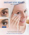 Woman using Tea Tree Eyelid Cleansing Wipes For Eyes And Makeup Removal Saline Rinse Travel with before and after eyes close-up.