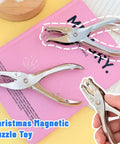Compact Single Hole Punch Metal Circle Punch For Scrapbooking And Office Use, displayed on pink notebook, 6mm and 3mm holes