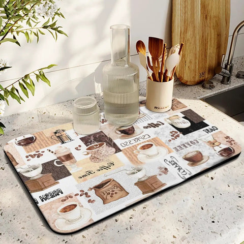 Absorbent Coffee Mat Bar For Countertop And Bar Areas Silicone Non Slip Kitchen Counter Mat Waterproof 19 Inch By 12 Inch on Countertop