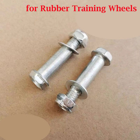 Universal 8 Piece Kids Bicycle Training Wheels Mounting Kit with M8 M9 shoulder bolts and washers for secure installation.