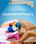Lit 18W EasyView Floor Lamp With 3X Magnifier Attachment highlighting thread colors with flexible neck in detailed view