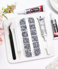 Clear Rhinestone Bedazzling Kit With 4000 Flatback Gems And 30ml B7000 Glue Mixed Sizes 2mm 3mm 4mm 5mm 6mm Includes Picker Wax And Tweezers