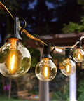 25 Ft Outdoor String Lights With 27 Dimmable G40 LED Bulbs, Shatterproof And UL Listed Waterproof Globe Lights, glowing