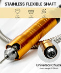 Stainless steel shaft and universal chuck of Beast 1200W Flex Shaft Rotary Tool With 30000 RPM Variable Speed, 46 Piece Accessory Kit