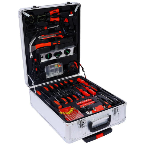 899-Piece All-In-One Home Repair Tool Set With Rolling Toolbox Case And Four Drawers For DIY Home Projects, open view of tools